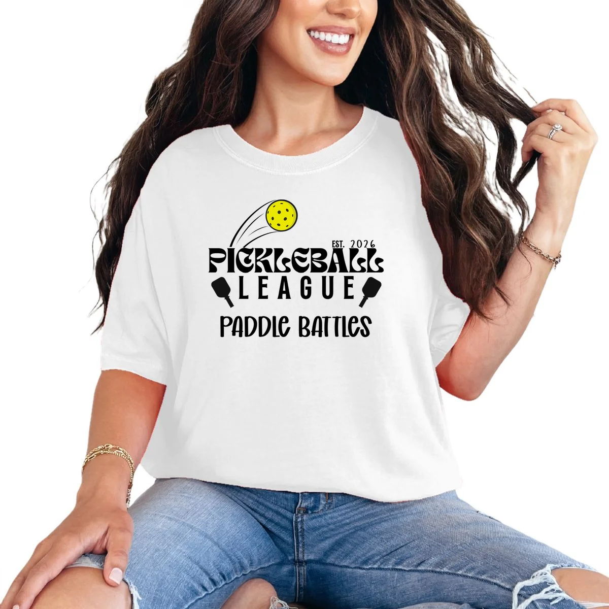 Pickleball League Custom Team Name Custom Year T-Shirt - Front