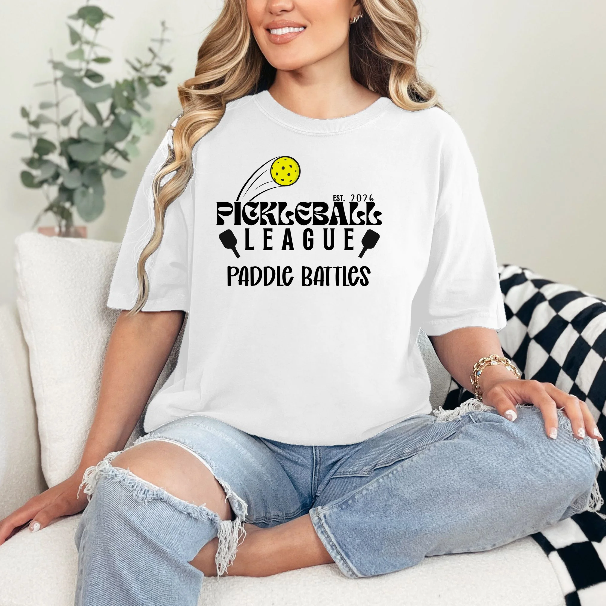 Pickleball League Custom Team Name Custom Year T-Shirt - Front 1