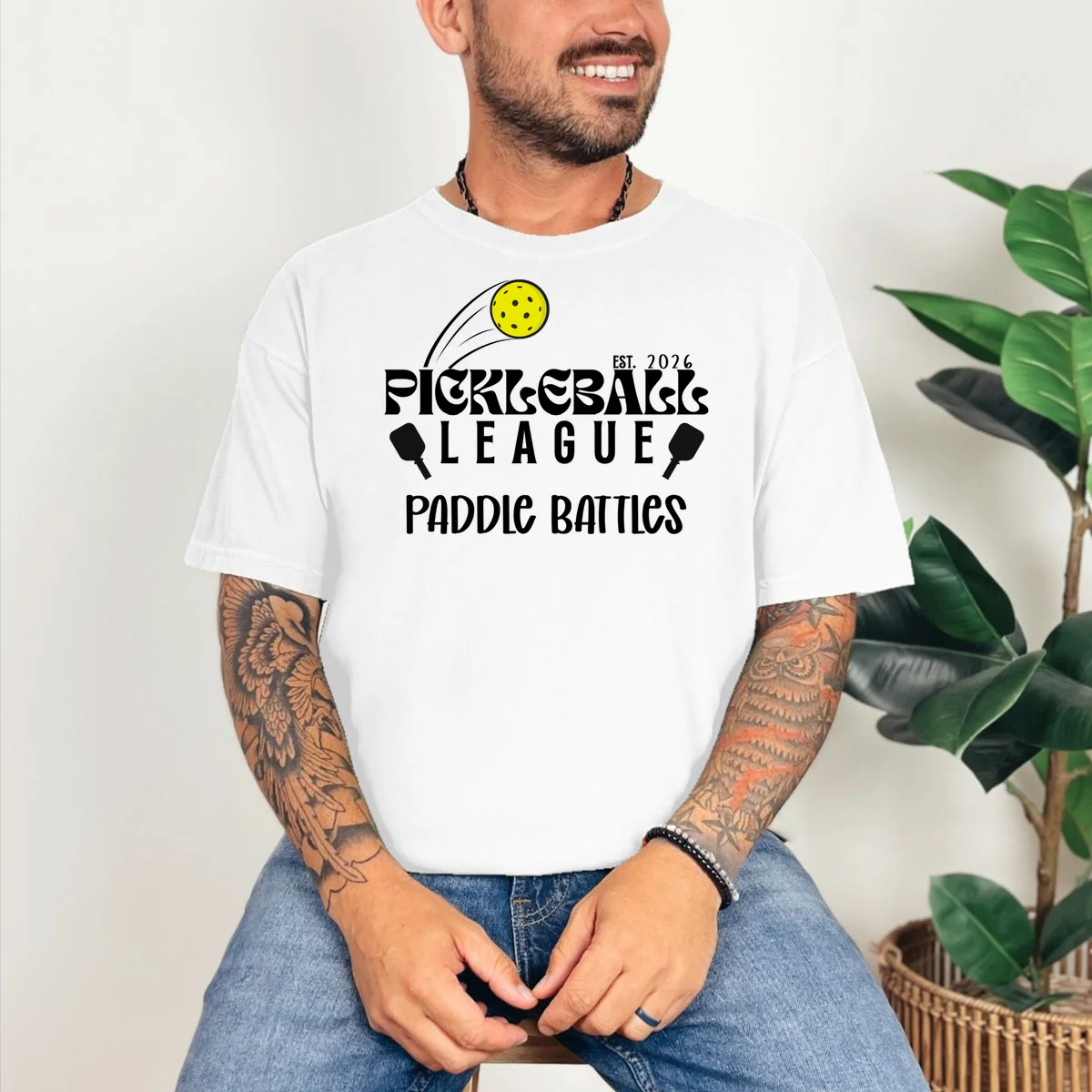 Pickleball League Custom Team Name Custom Year T-Shirt - Front 2