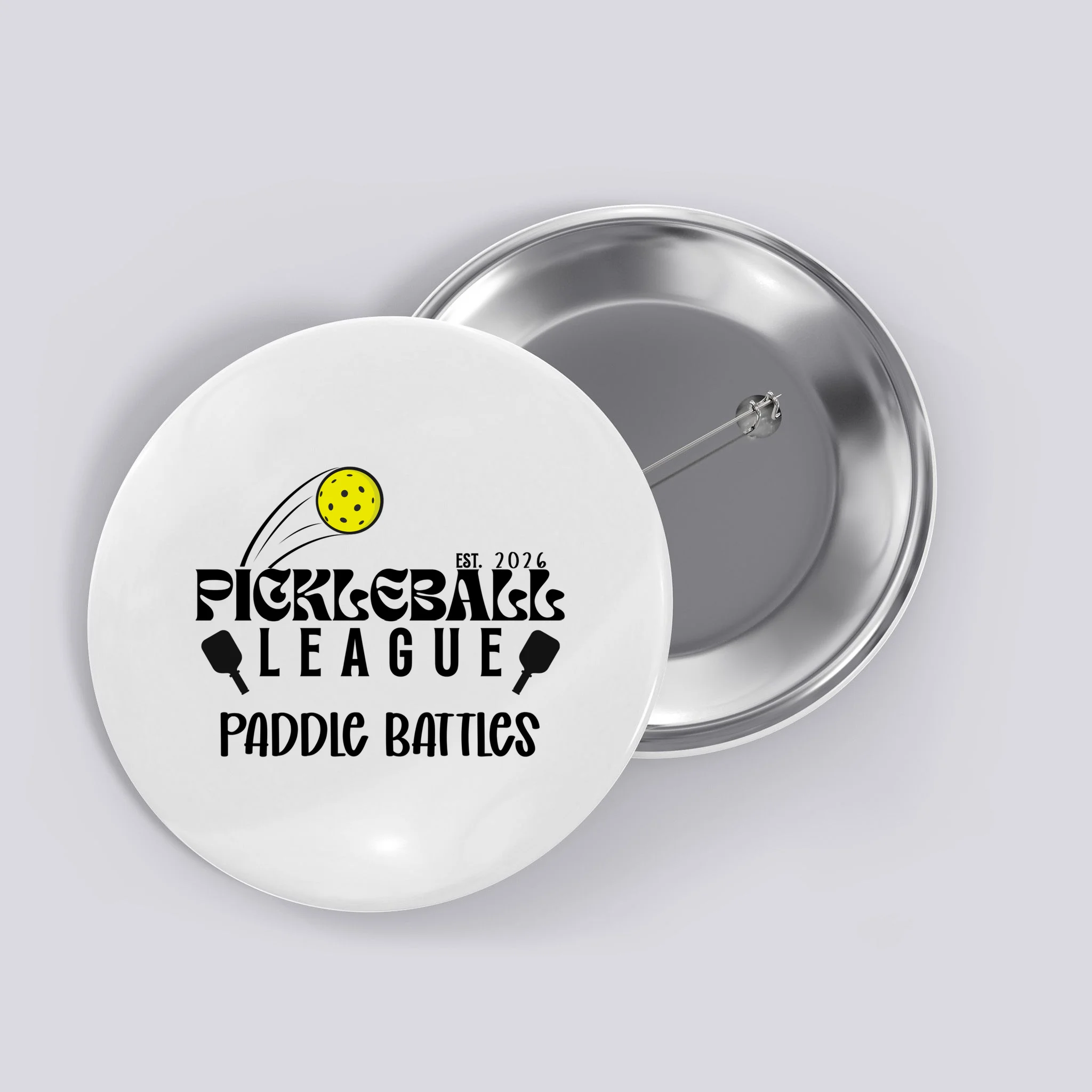 Pickleball League Custom Team Name Custom Year Button Front