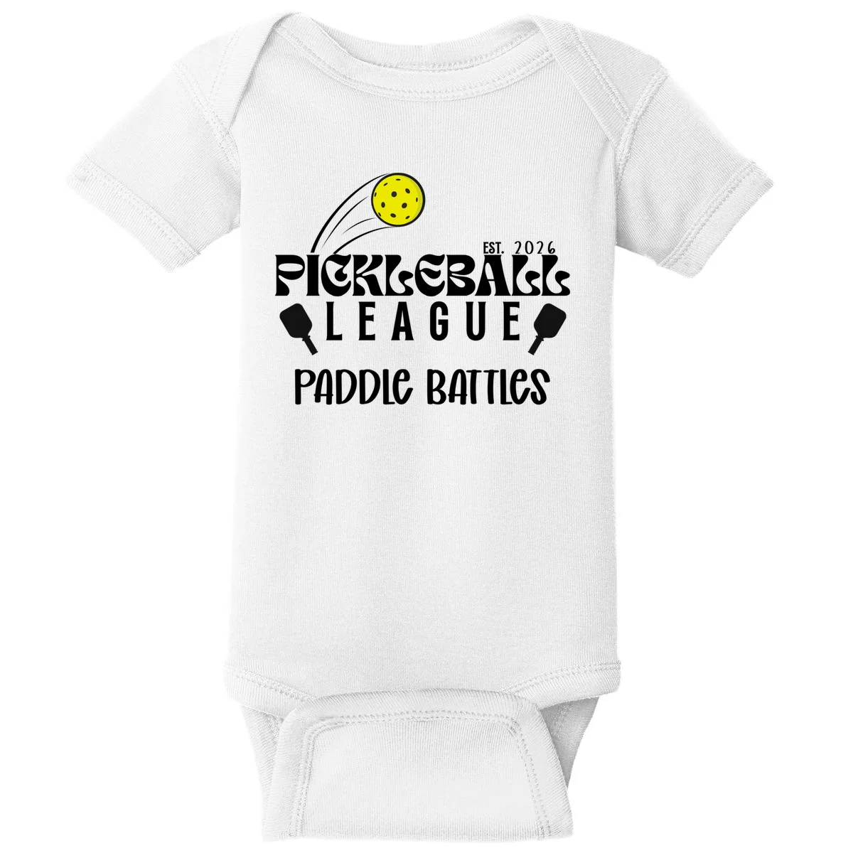 Pickleball League Custom Team Name Custom Year Baby Bodysuit - Front