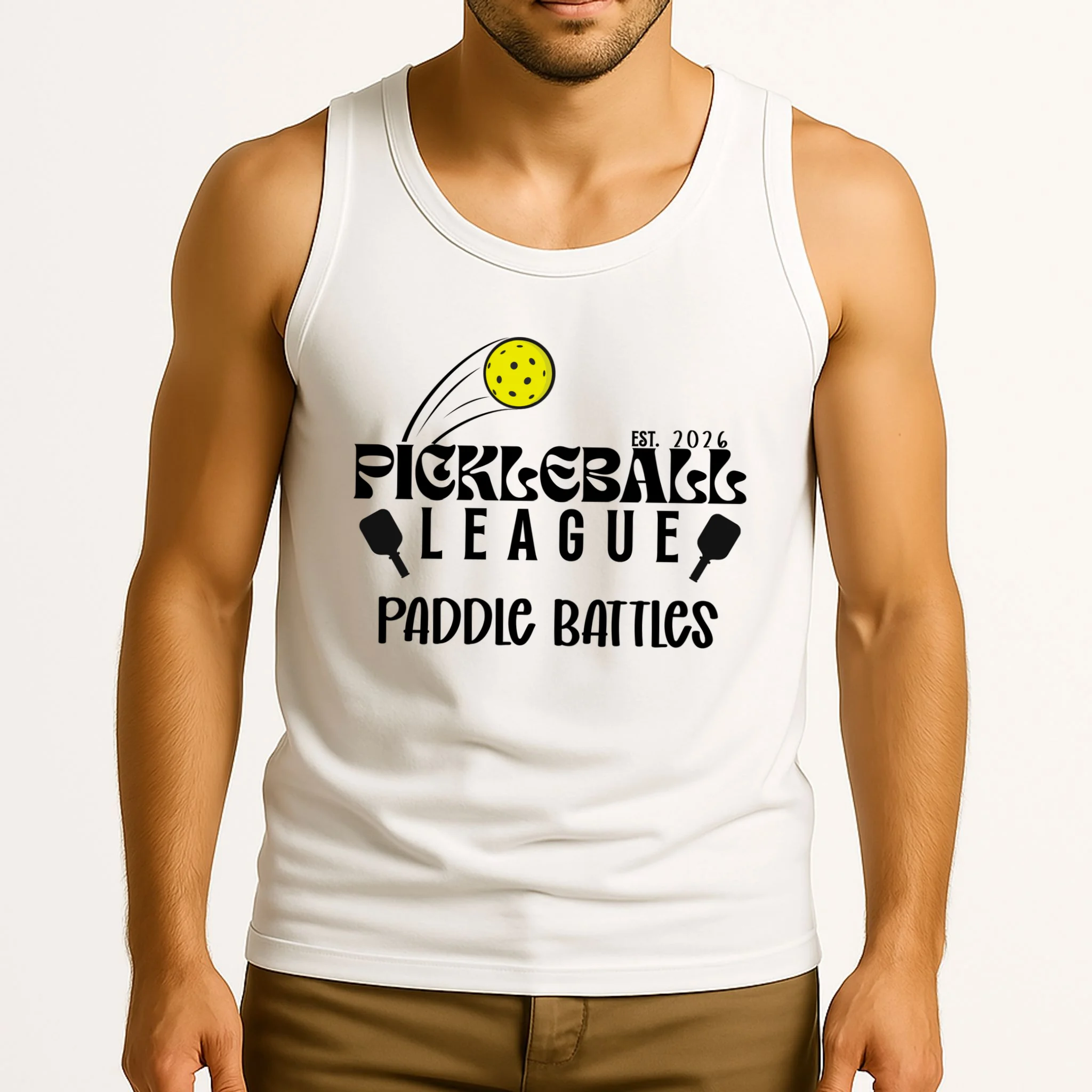 Pickleball League Custom Team Name Custom Year Men's Tank Top - Front 2