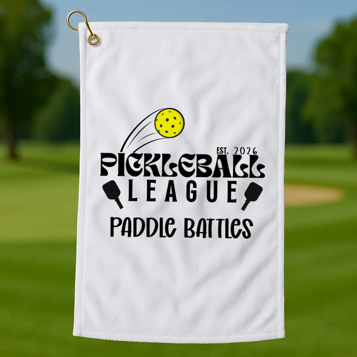 Pickleball League Custom Team Name Custom Year Golf Towel - Front 1