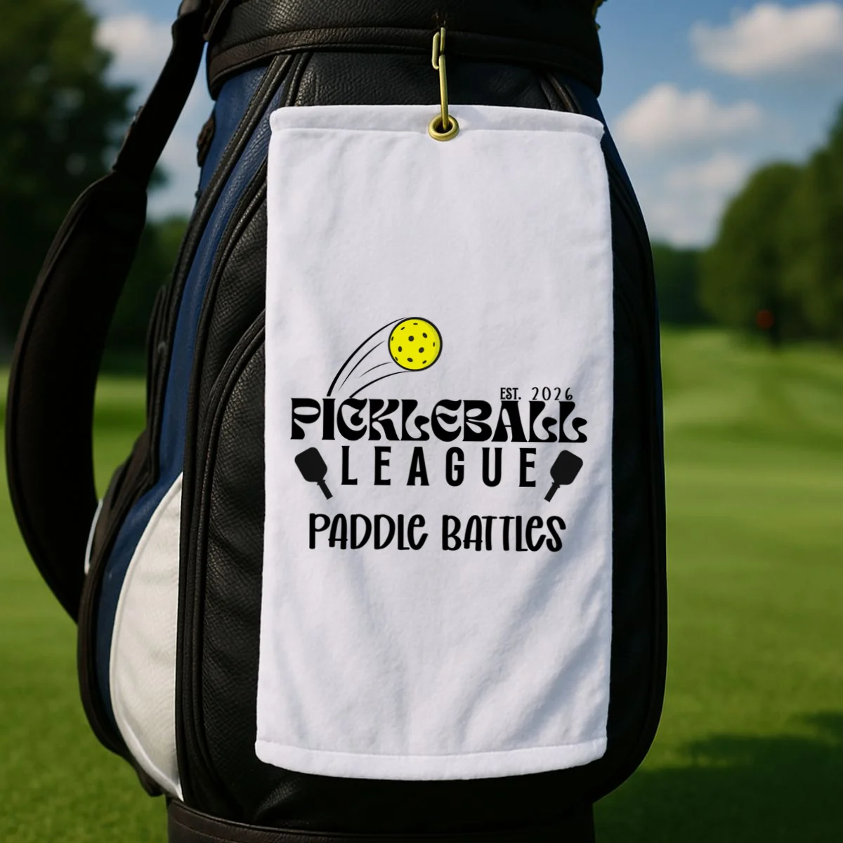 Pickleball League Custom Team Name Custom Year Golf Towel - Front 2