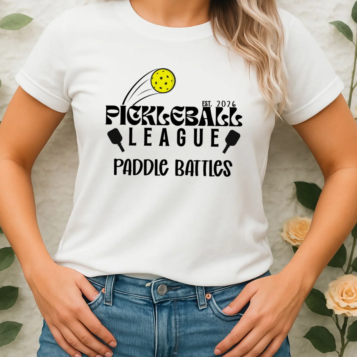 Pickleball League Custom Team Name Custom Year Women's T-Shirt - Front 1