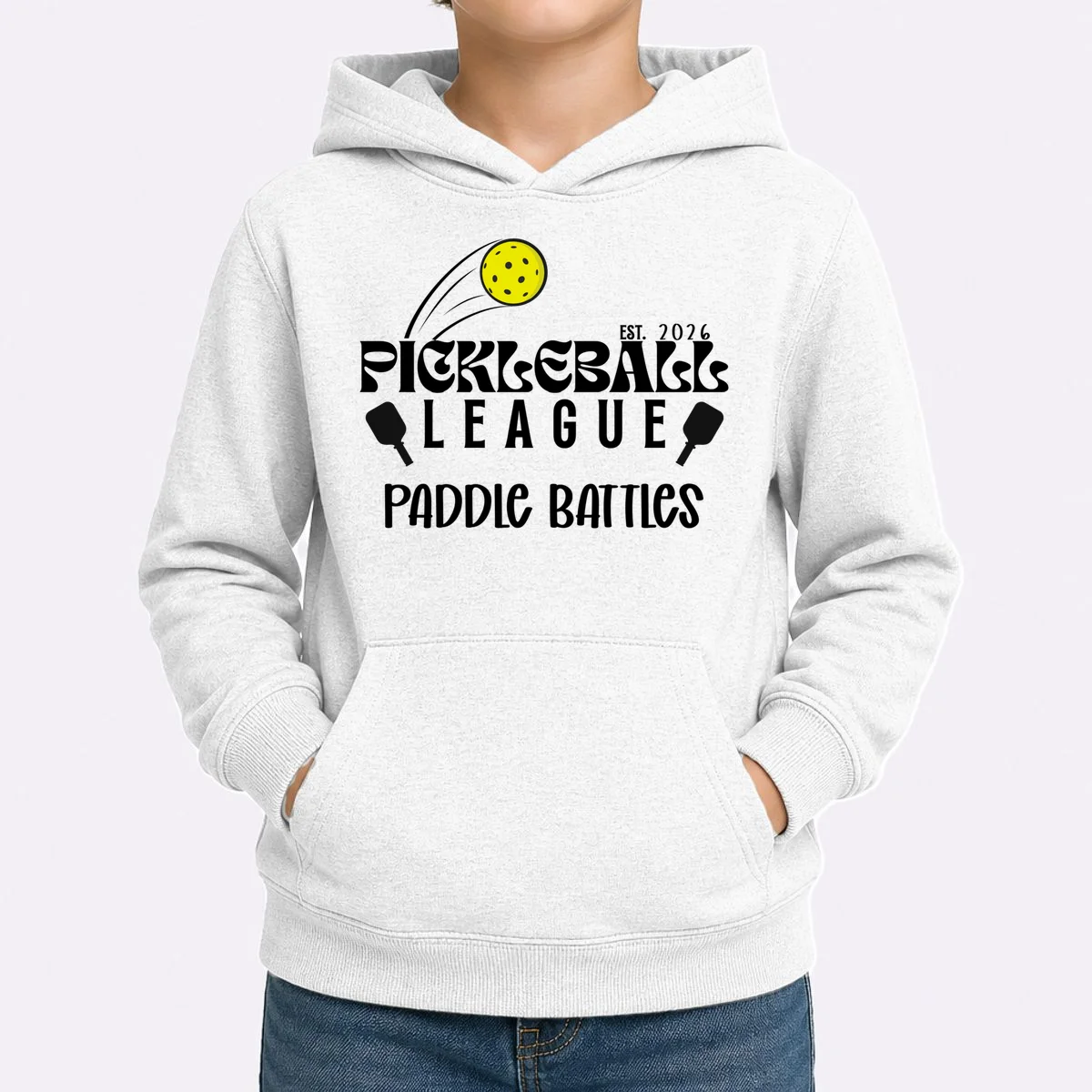 Pickleball League Custom Team Name Custom Year Kids Hoodie - Front 1