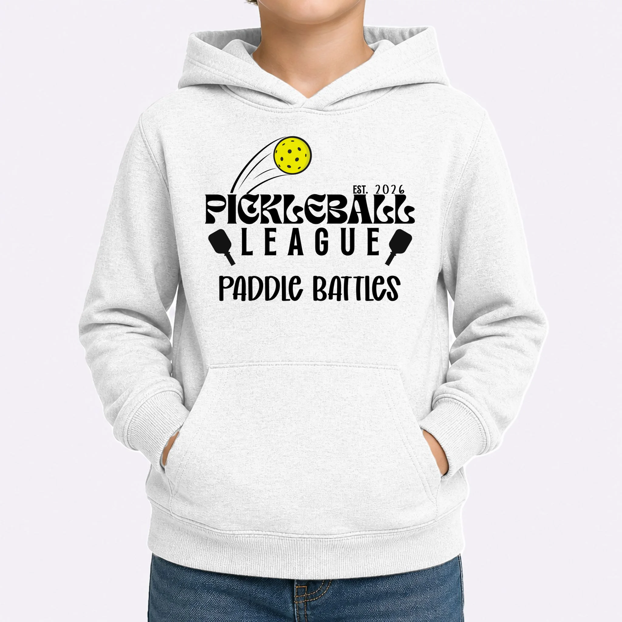Pickleball League Custom Team Name Custom Year Kids Hoodie - Front 1