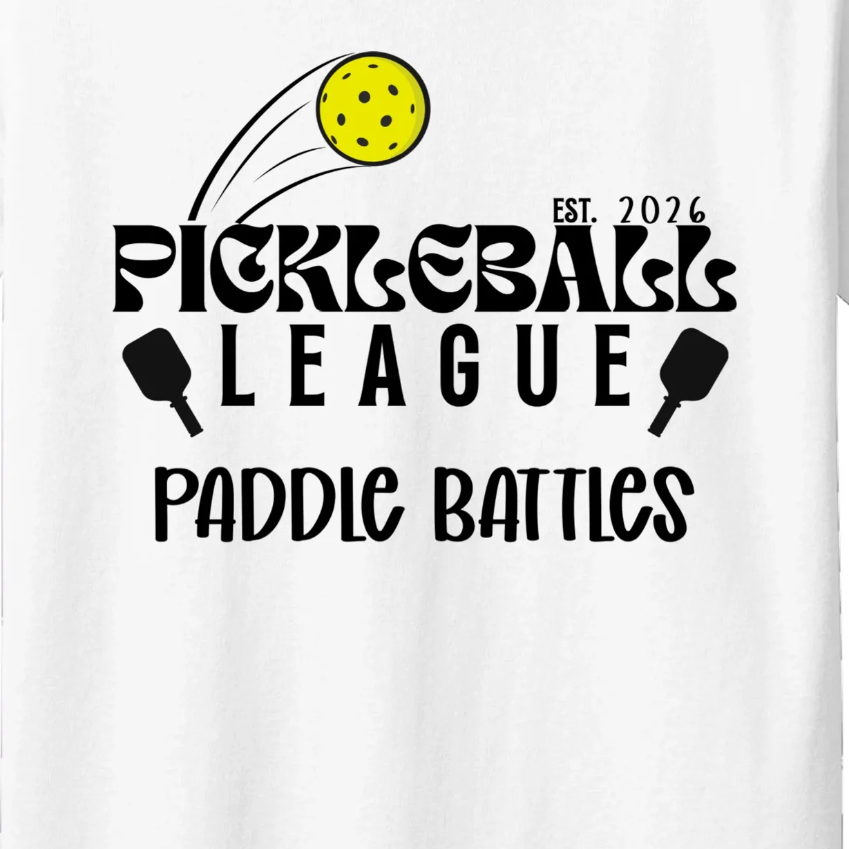 Pickleball League Custom Team Name Custom Year Kids T-Shirt - Front - Close-up