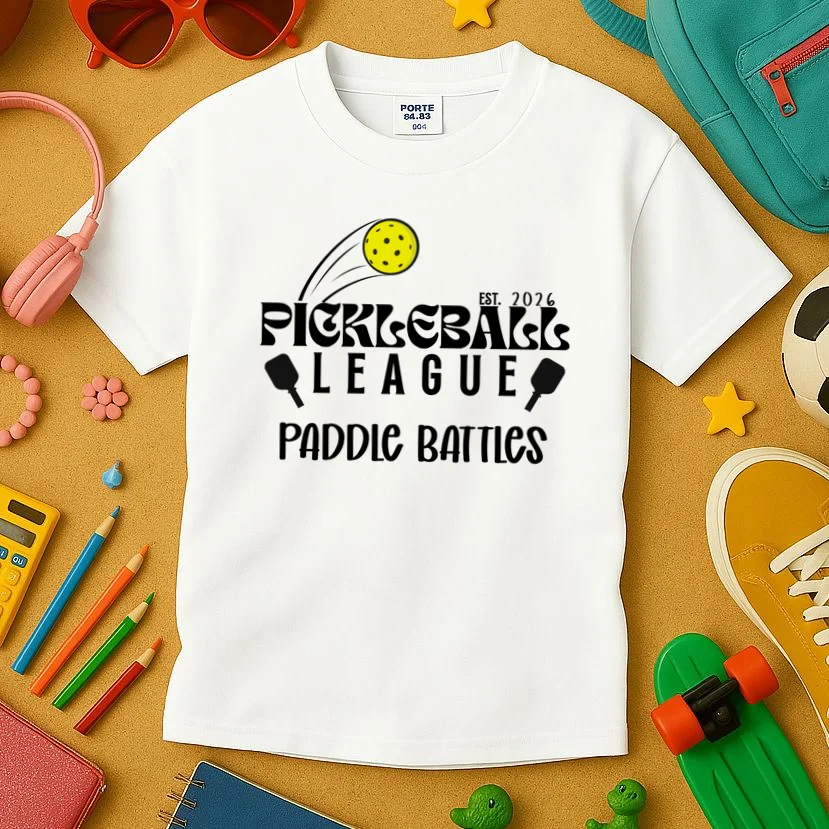 Pickleball League Custom Team Name Custom Year Kids T-Shirt - Front 2