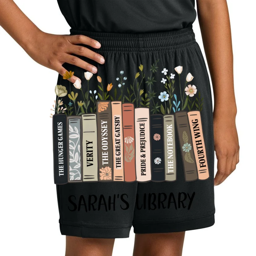 Personalized Library Book Names Kids Shorts - Front 1