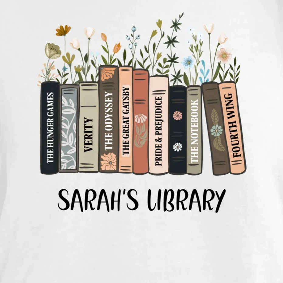 Personalized Library Book Names Comfort Colors Unisex T-Shirt - Front - Close-up