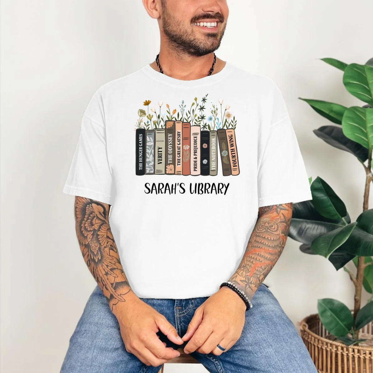 Personalized Library Book Names T-Shirt - Front 2