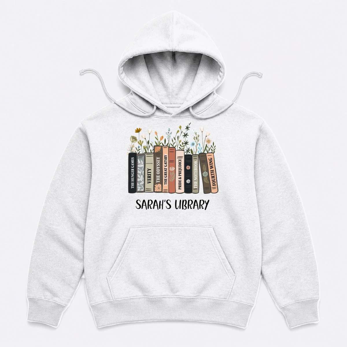 Personalized Library Book Names Hoodie - Front