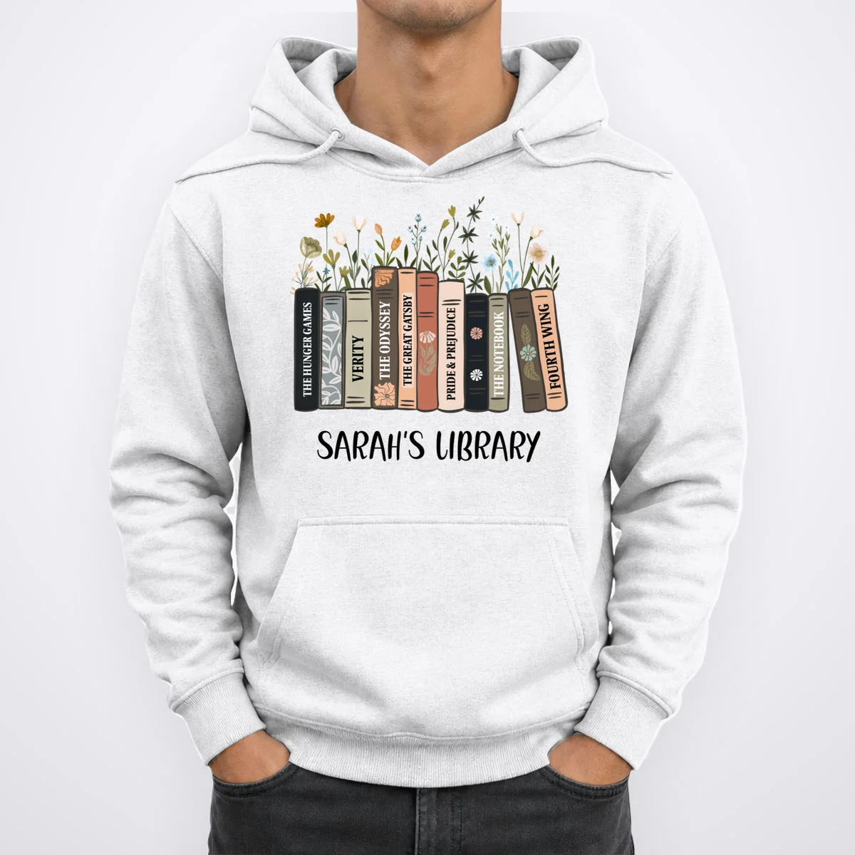 Personalized Library Book Names Hoodie - Front 1