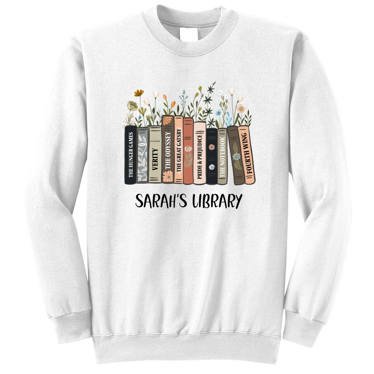 Personalized Library Book Names Sweatshirt - Front