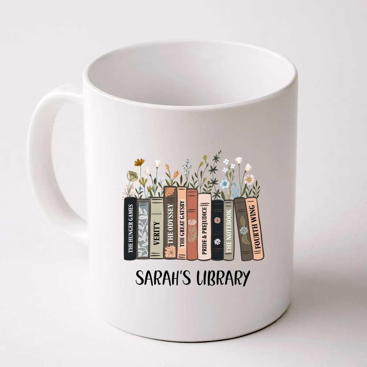 Personalized Library Book Names Coffee Mug - Front
