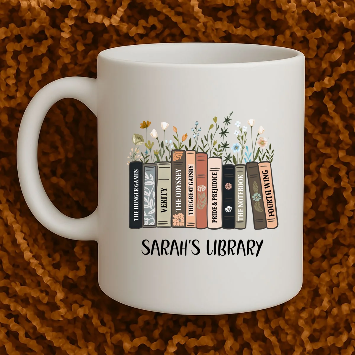 Personalized Library Book Names Coffee Mug - Front 1