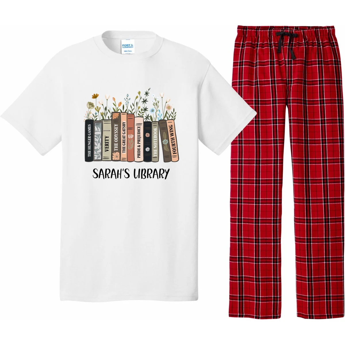 Personalized Library Book Names Pajama Set - Front