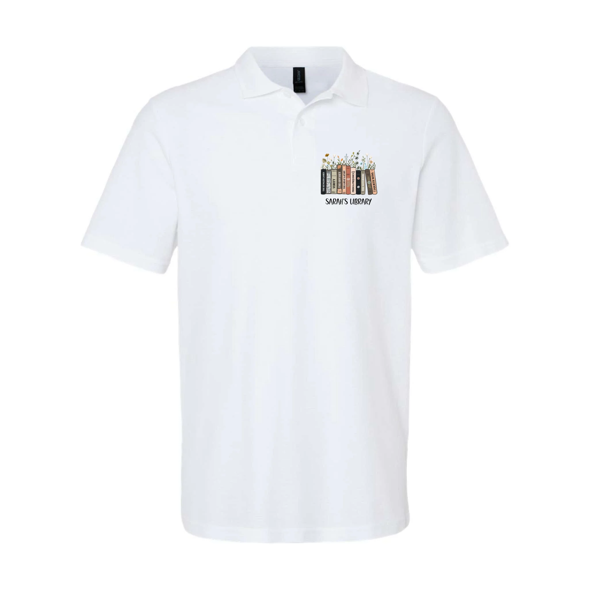 Personalized Library Book Names Men's Polo - Front
