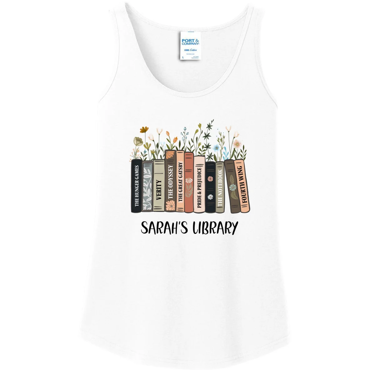 Personalized Library Book Names Women's Tank Top - Front