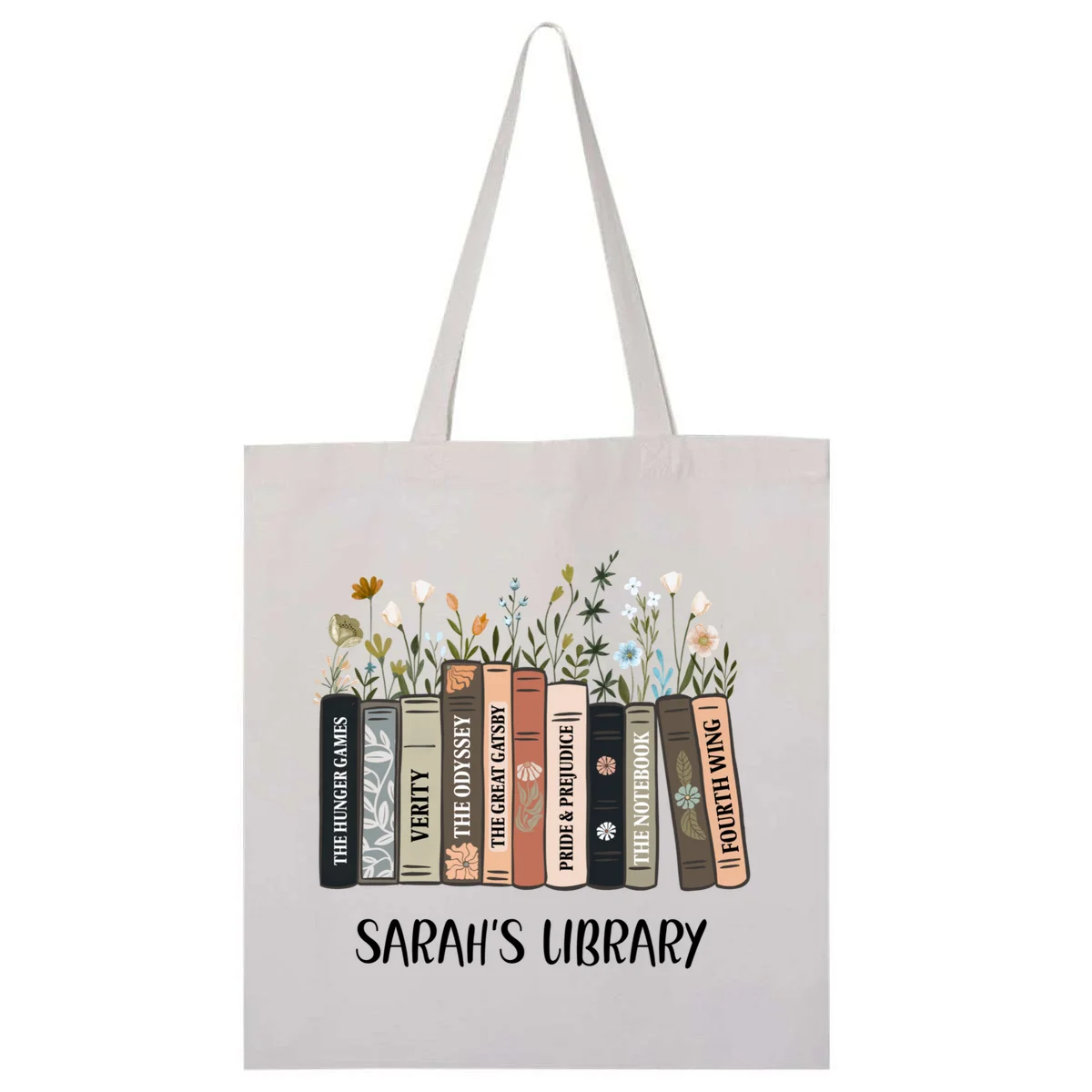 Personalized Library Book Names Tote Bag - Front