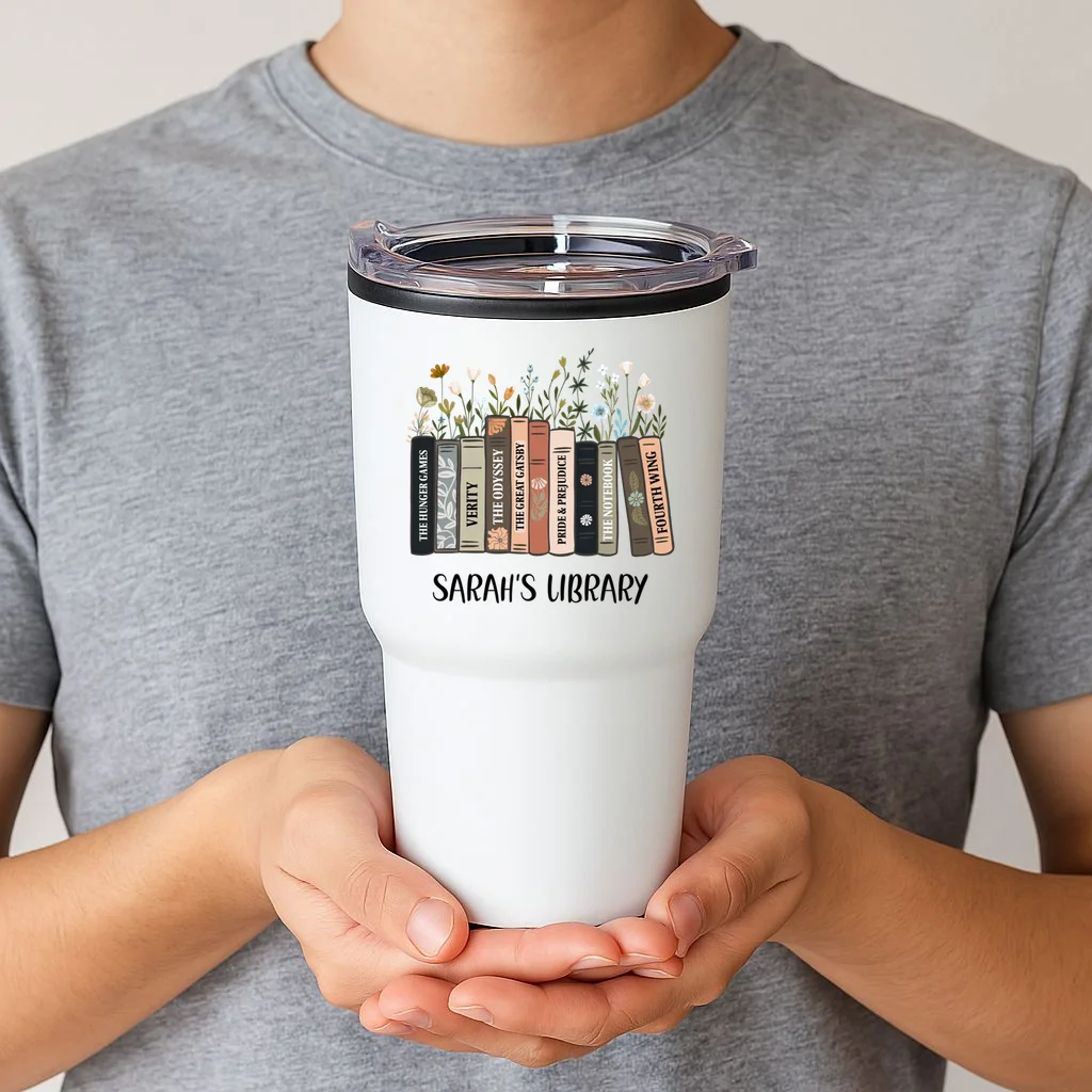 Personalized Library Book Names 20oz Tumbler - Front 1