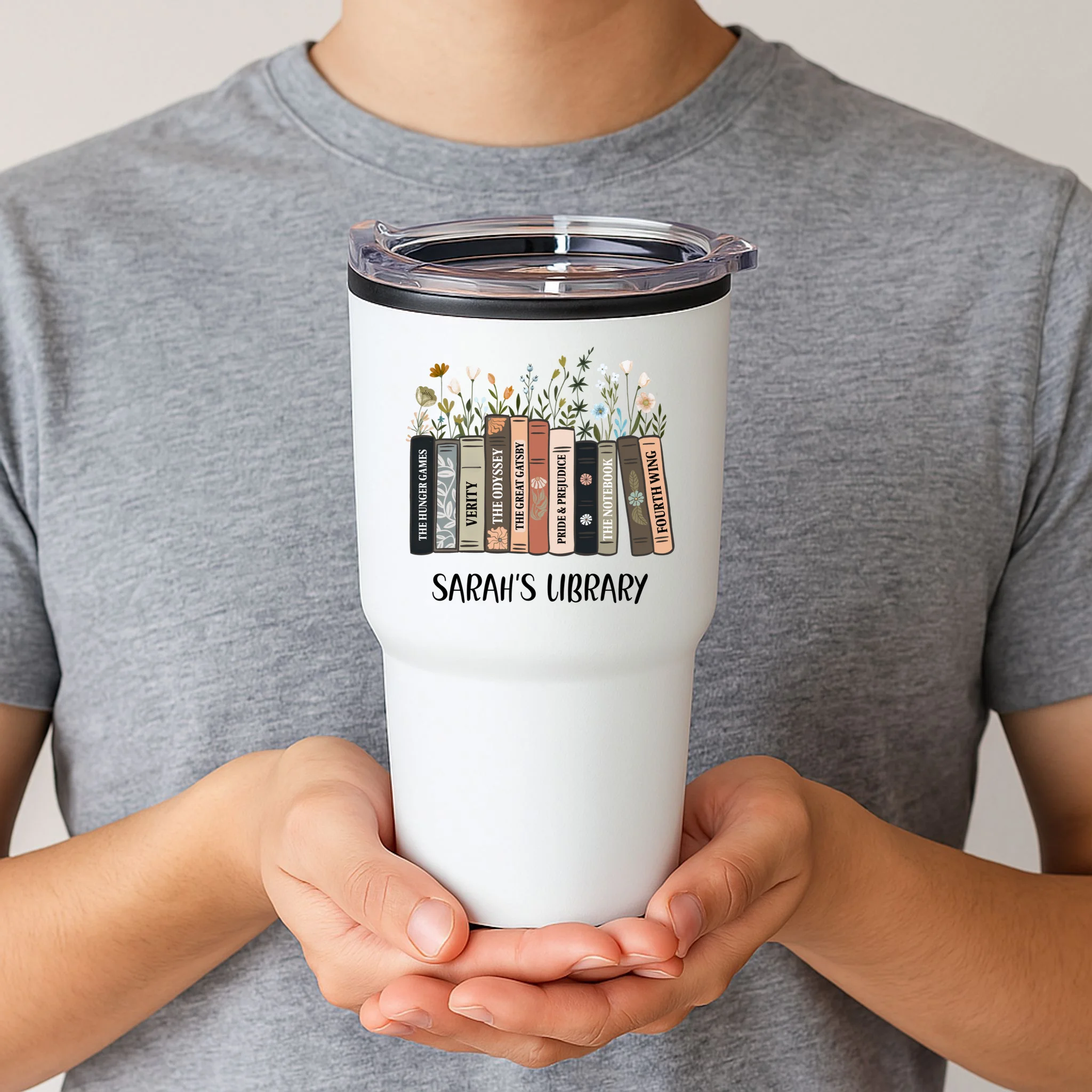 Personalized Library Book Names 20oz Tumbler - Front 1