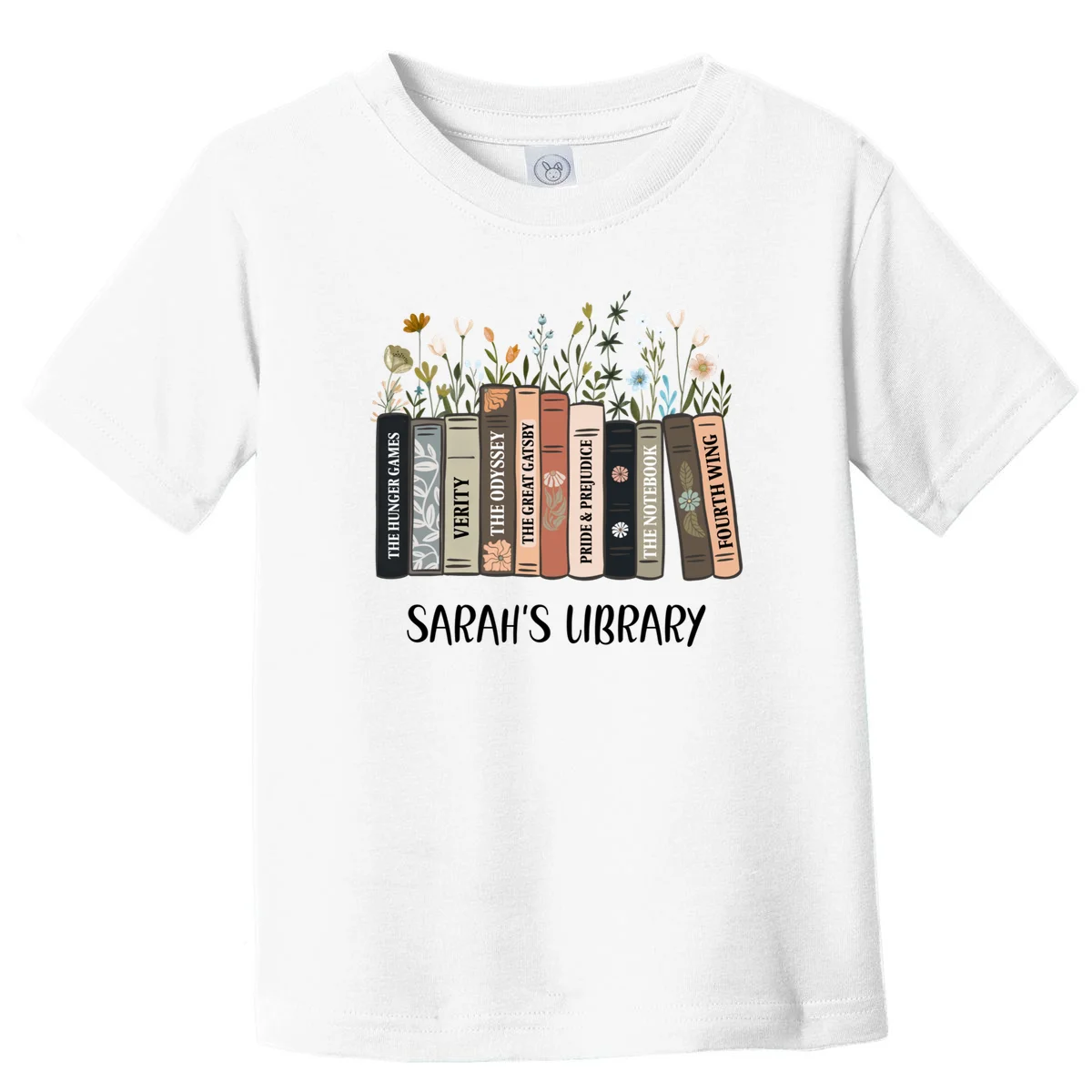 Personalized Library Book Names Toddler T-Shirt - Front