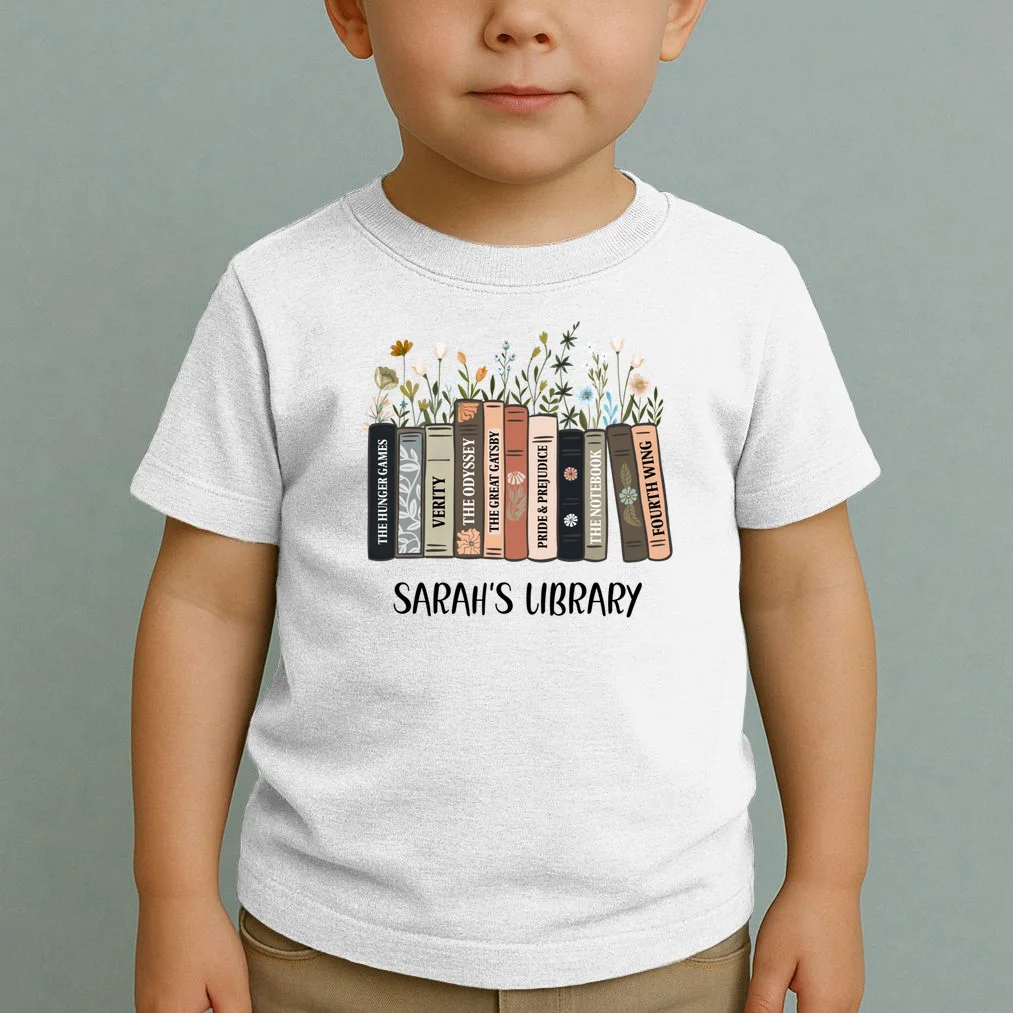 Personalized Library Book Names Toddler T-Shirt - Front 1