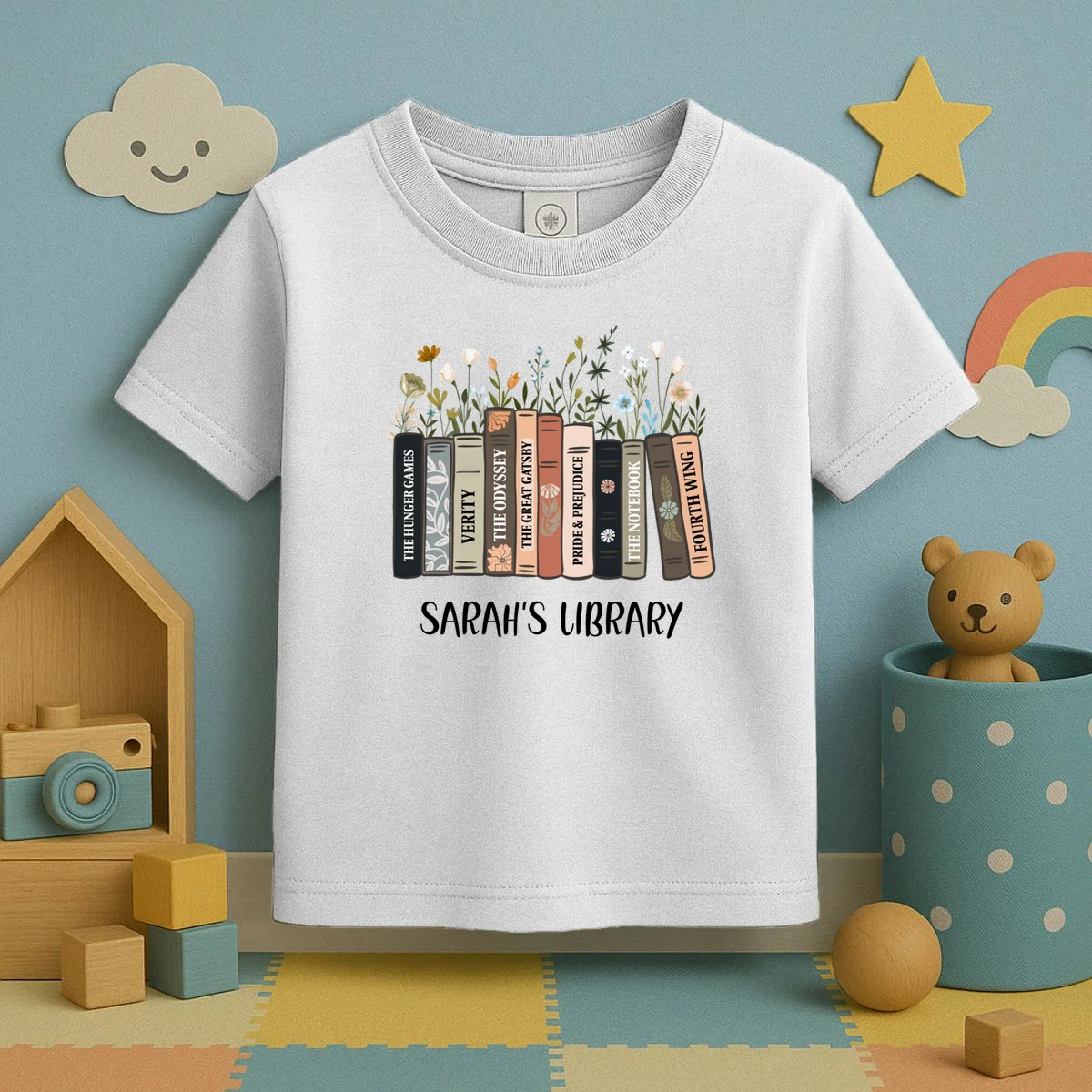 Personalized Library Book Names Toddler T-Shirt - Front 2