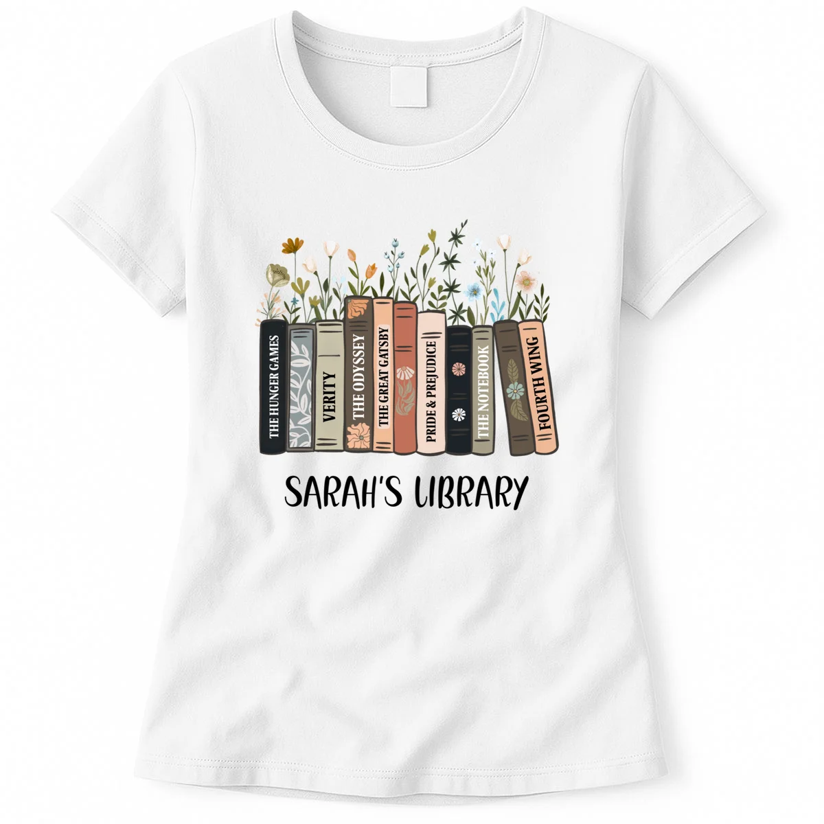 Personalized Library Book Names Women's T-Shirt - Front