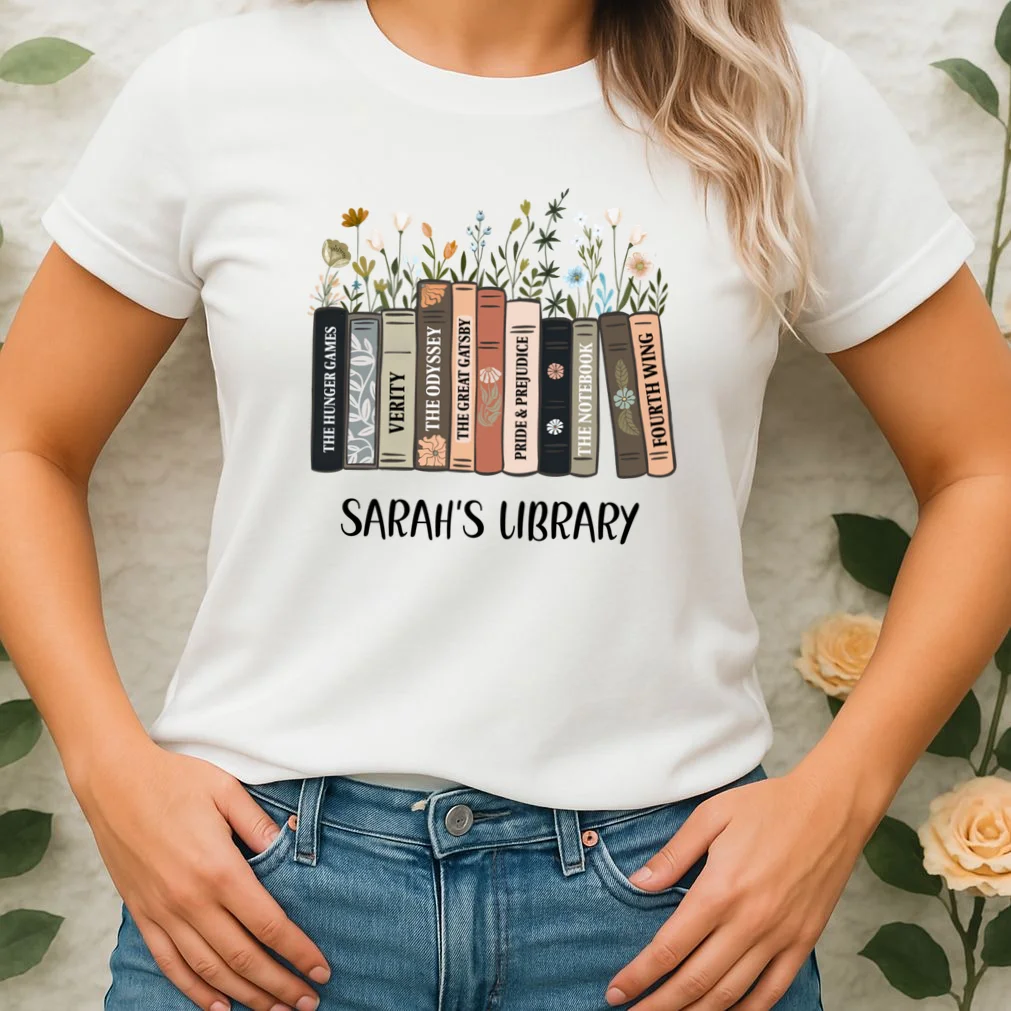 Personalized Library Book Names Women's T-Shirt - Front 1