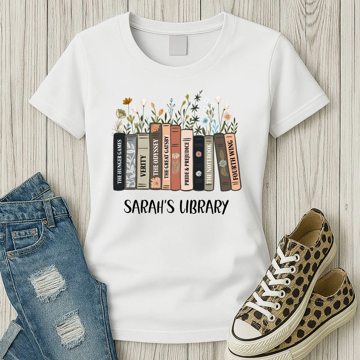 Personalized Library Book Names Women's T-Shirt - Front 2