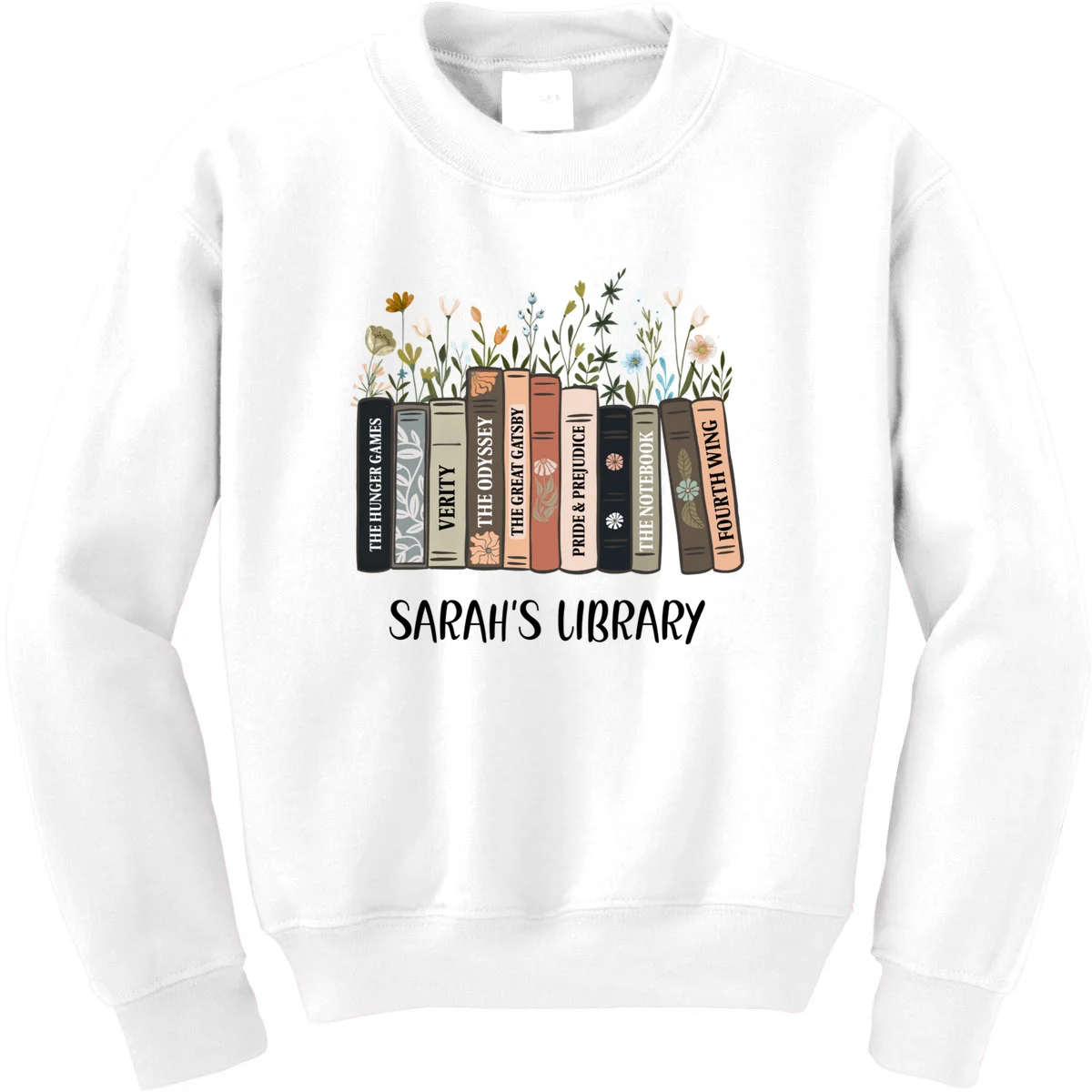 Personalized Library Book Names Kids Sweatshirt - Front