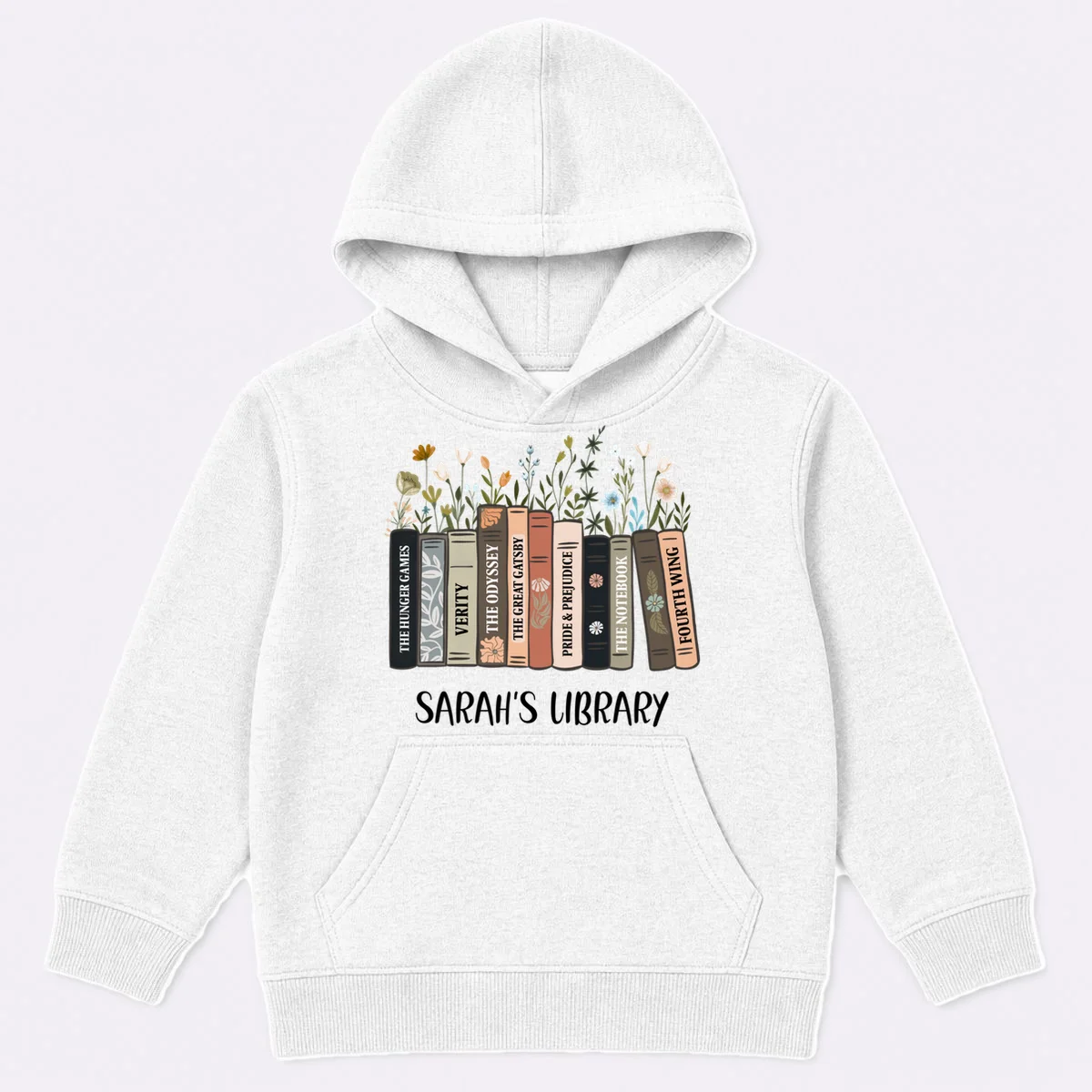 Personalized Library Book Names Kids Hoodie - Front