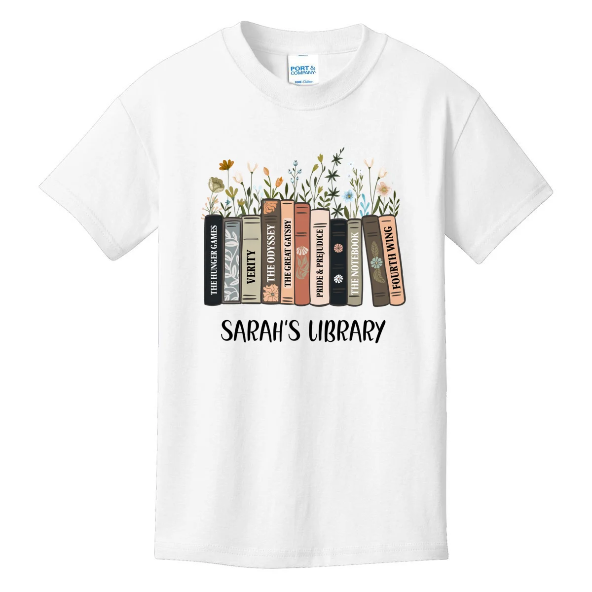 Personalized Library Book Names Kids T-Shirt - Front