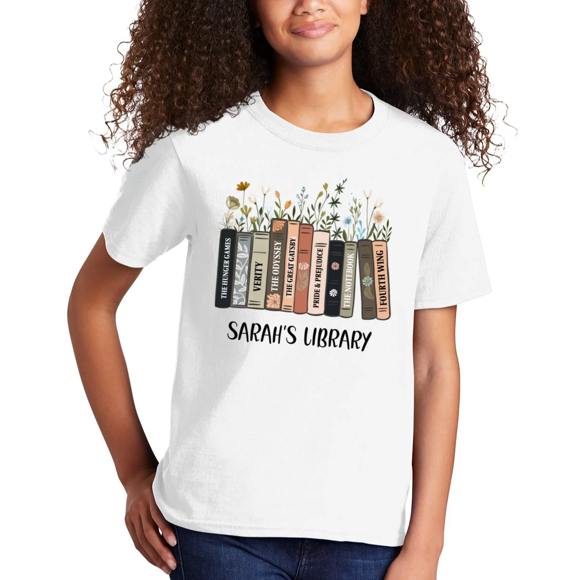 Personalized Library Book Names Kids T-Shirt - Front 1