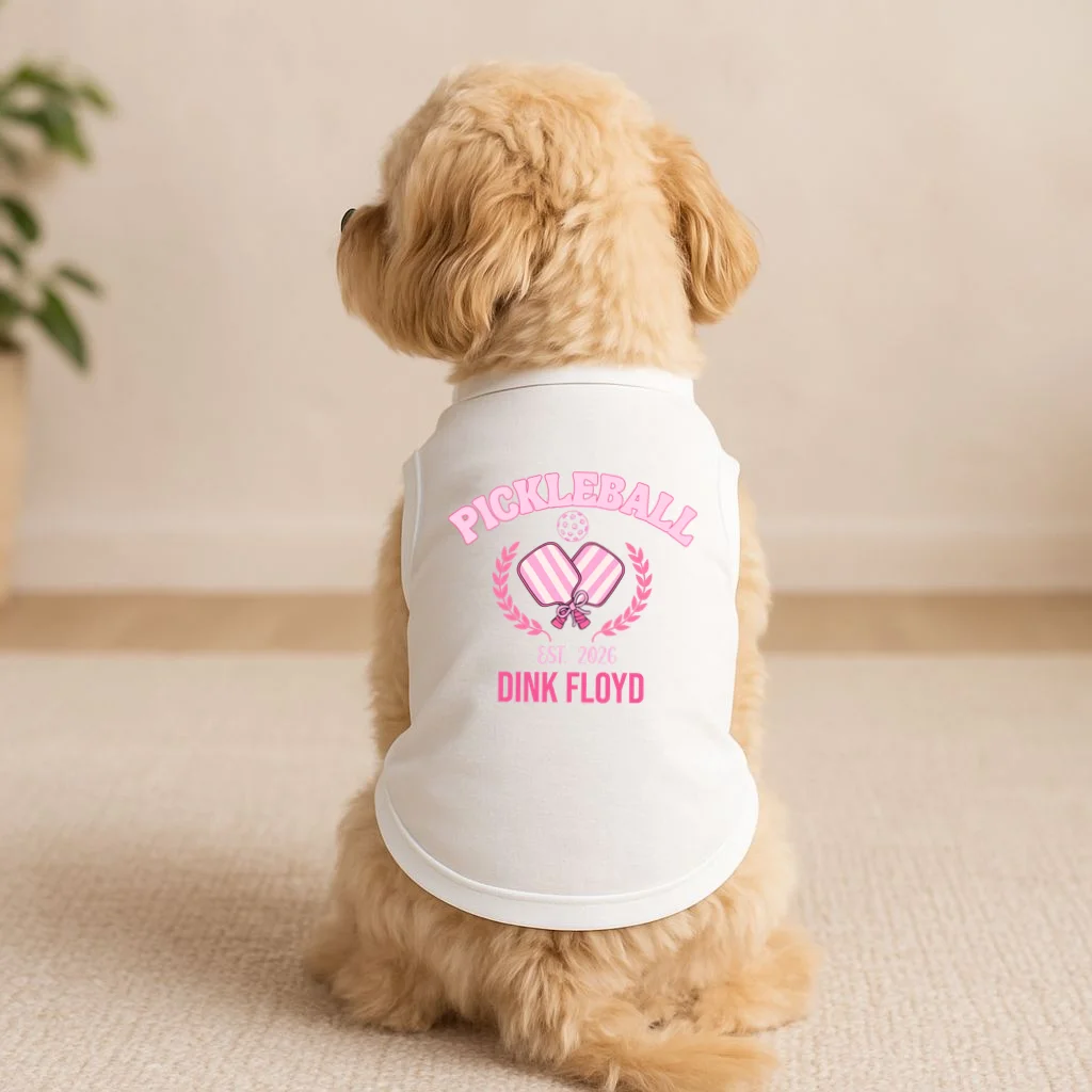 Pickleball Pink Custom Team Name and Year Doggie Tank - Front 1
