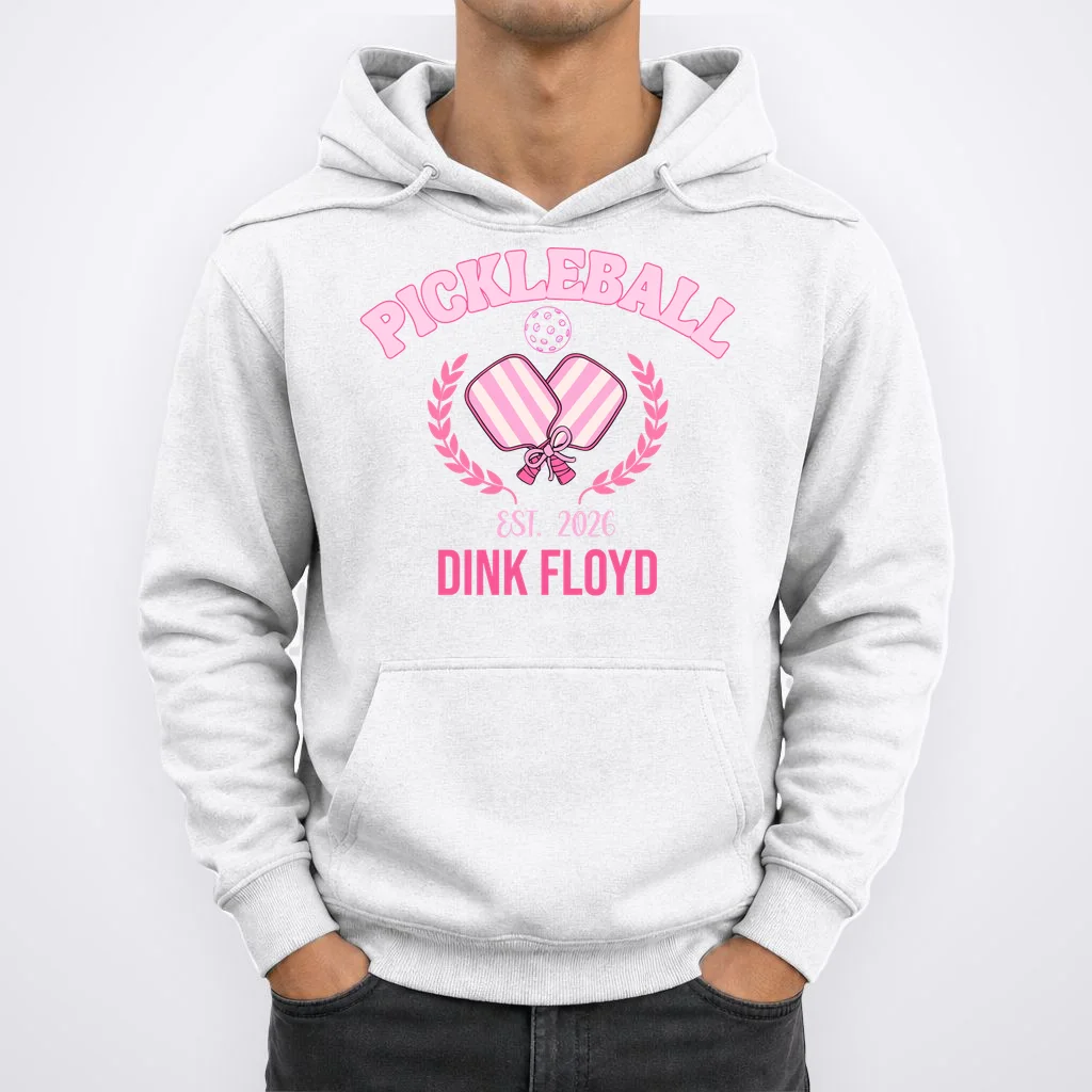 Pickleball Pink Custom Team Name and Year Hoodie - Front 1