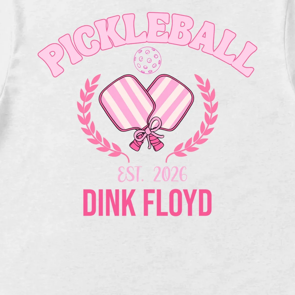 Pickleball Pink Custom Team Name and Year T-Shirt - Front - Close-up