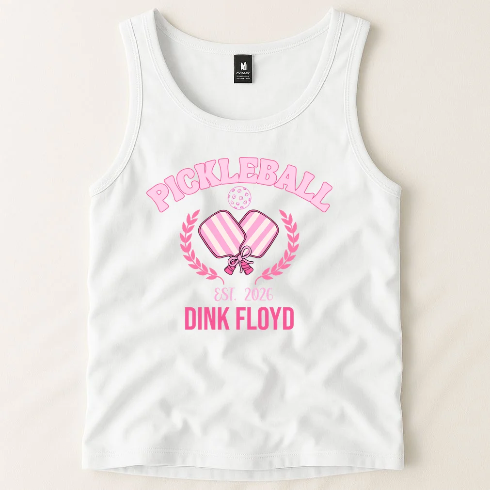Pickleball Pink Custom Team Name and Year Tank Top - Front 1
