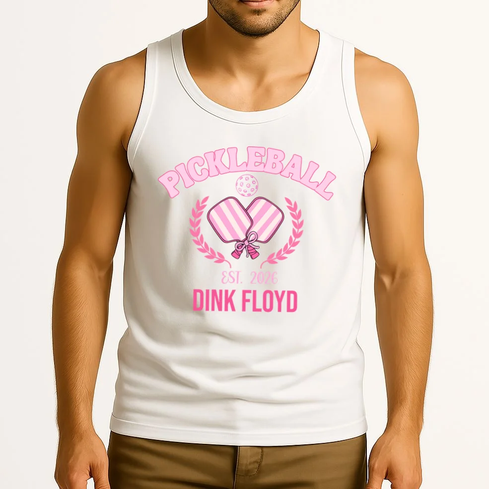 Pickleball Pink Custom Team Name and Year Tank Top - Front 2