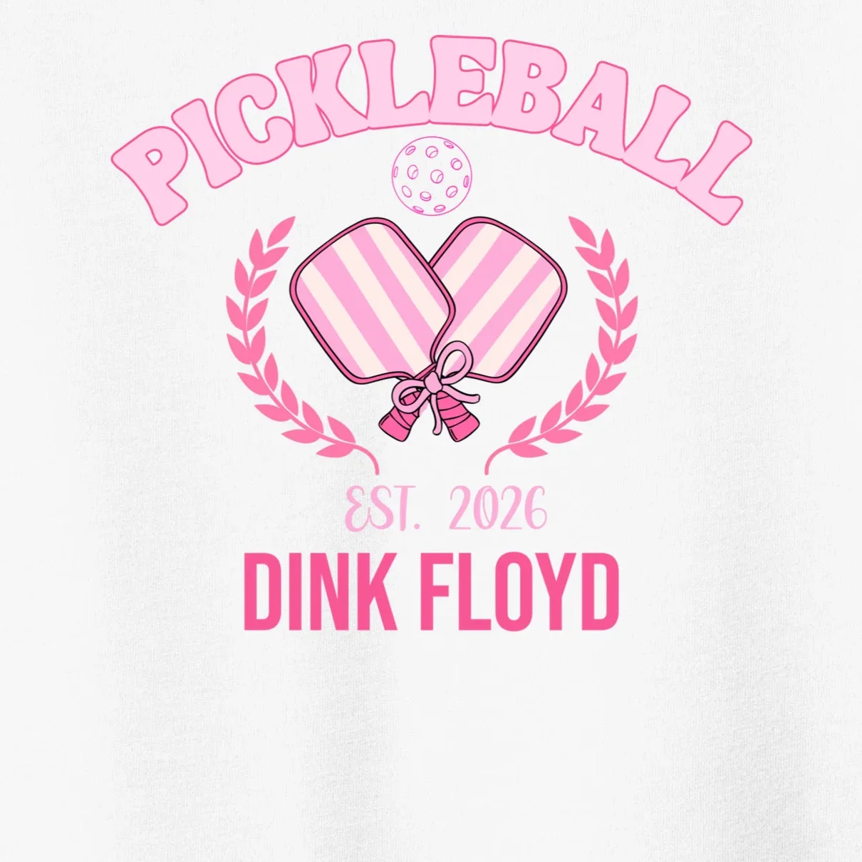 Pickleball Pink Custom Team Name and Year Toddler T-Shirt - Front - Close-up