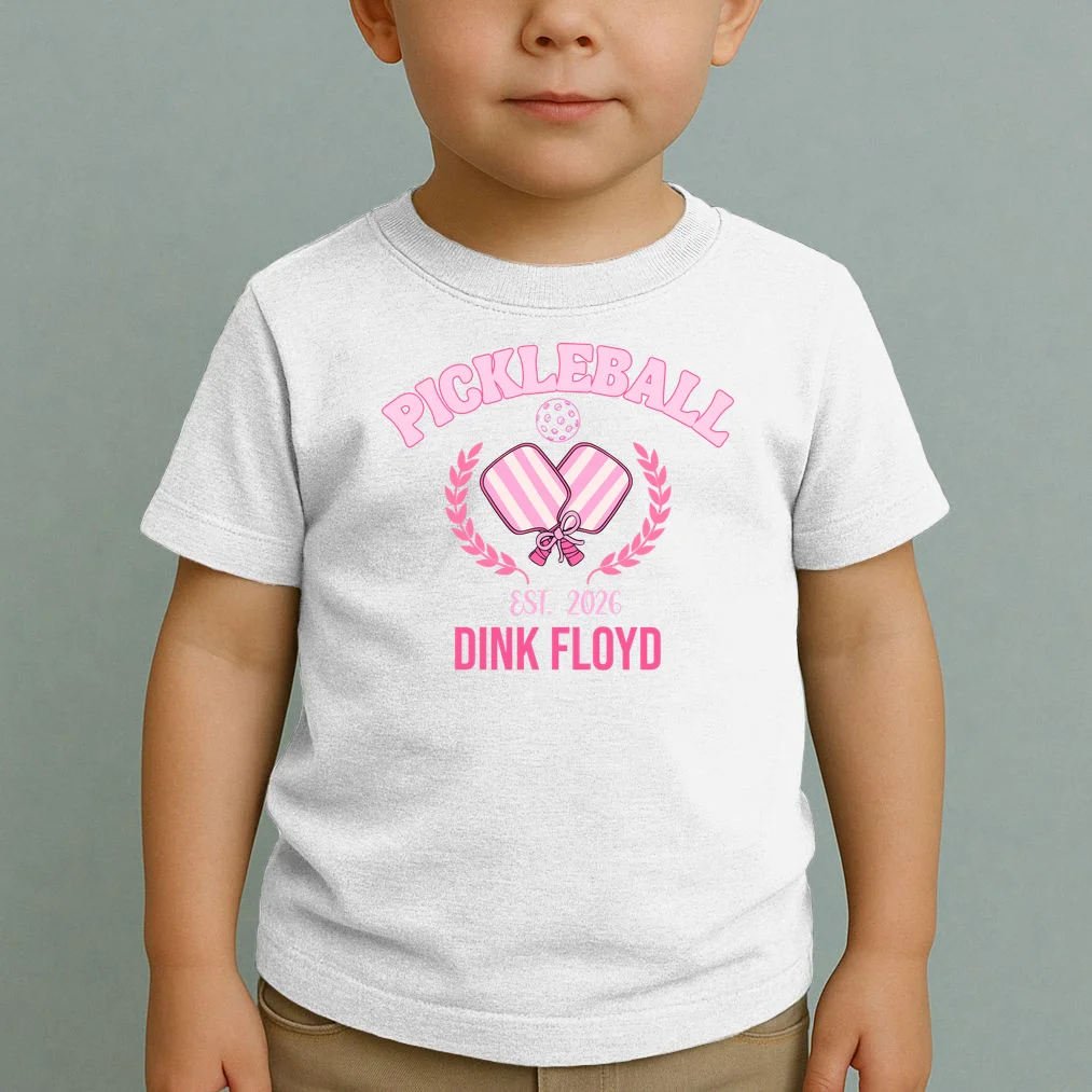 Pickleball Pink Custom Team Name and Year Toddler T-Shirt - Front 1