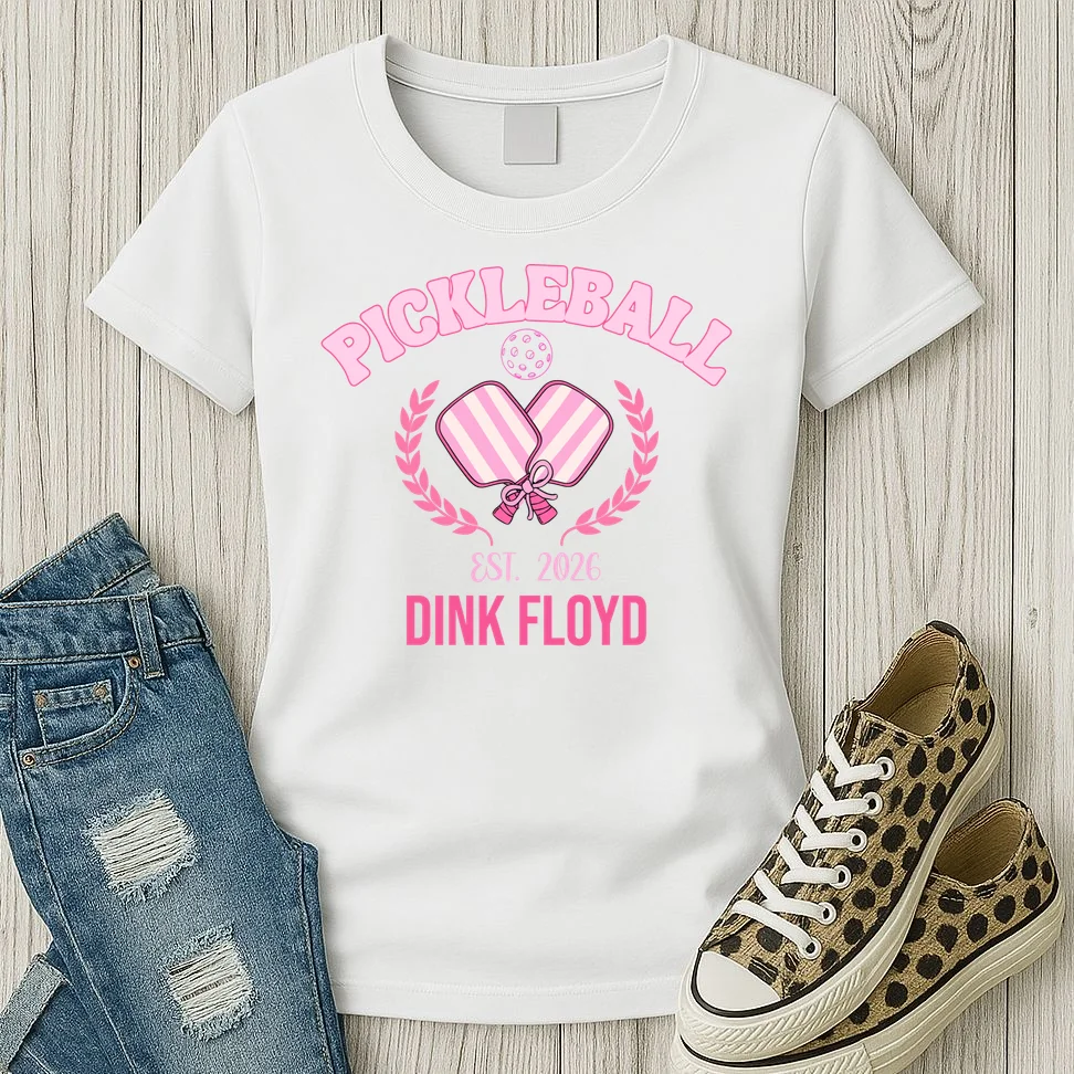 Pickleball Pink Custom Team Name and Year Women's T-Shirt - Front 2