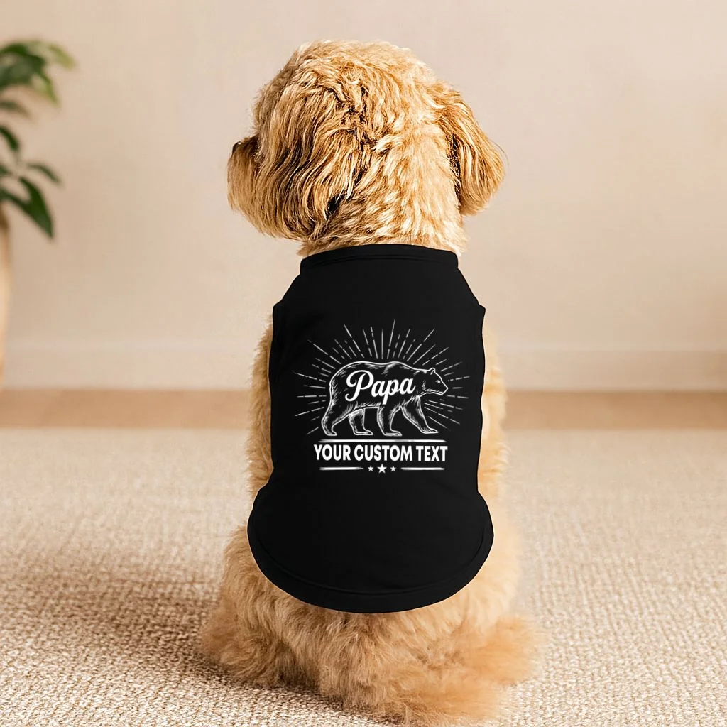 Cute Papa Bear Custom Text Fathers Day Doggie Tank - Front 1