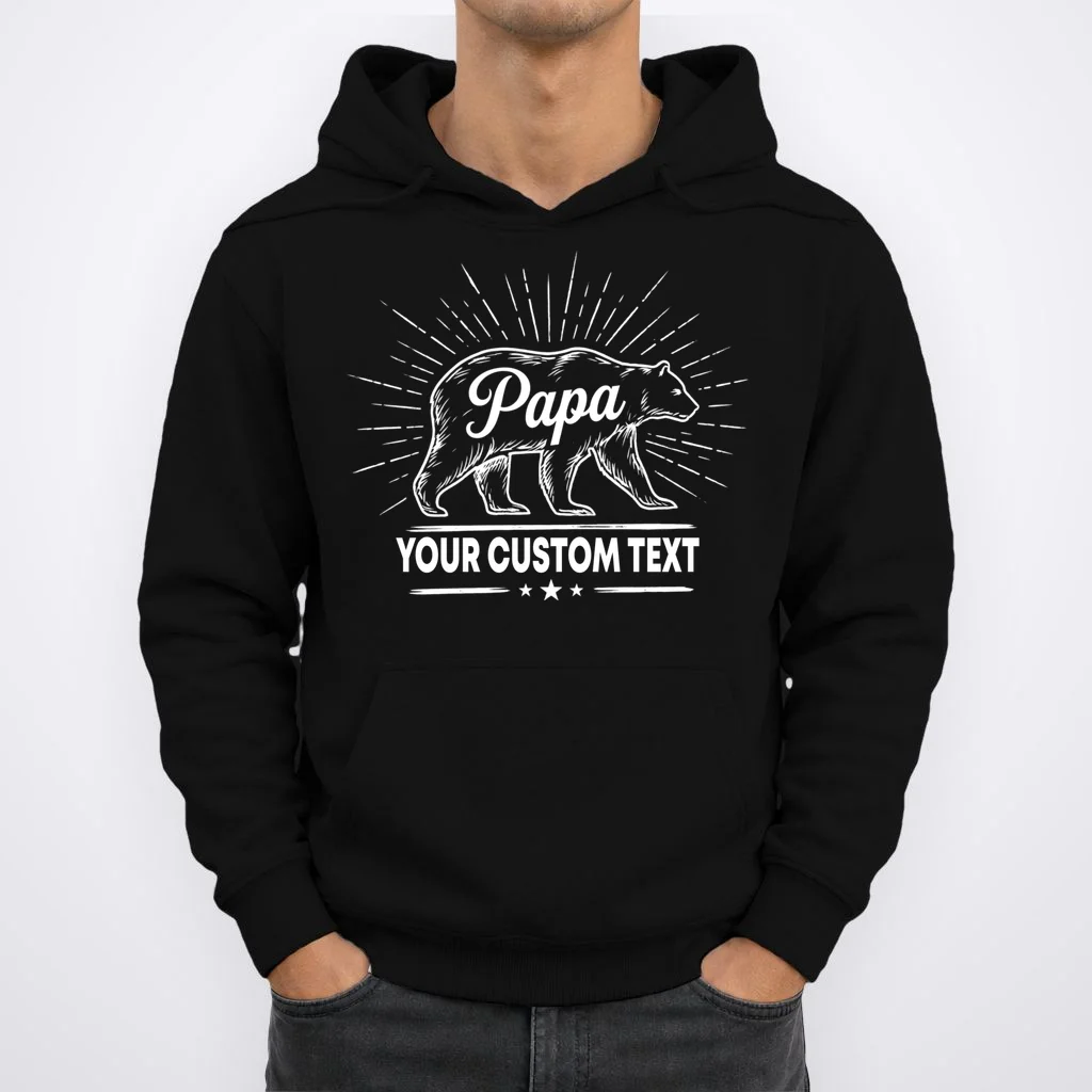 Cute Papa Bear Custom Text Fathers Day Hoodie - Front 1