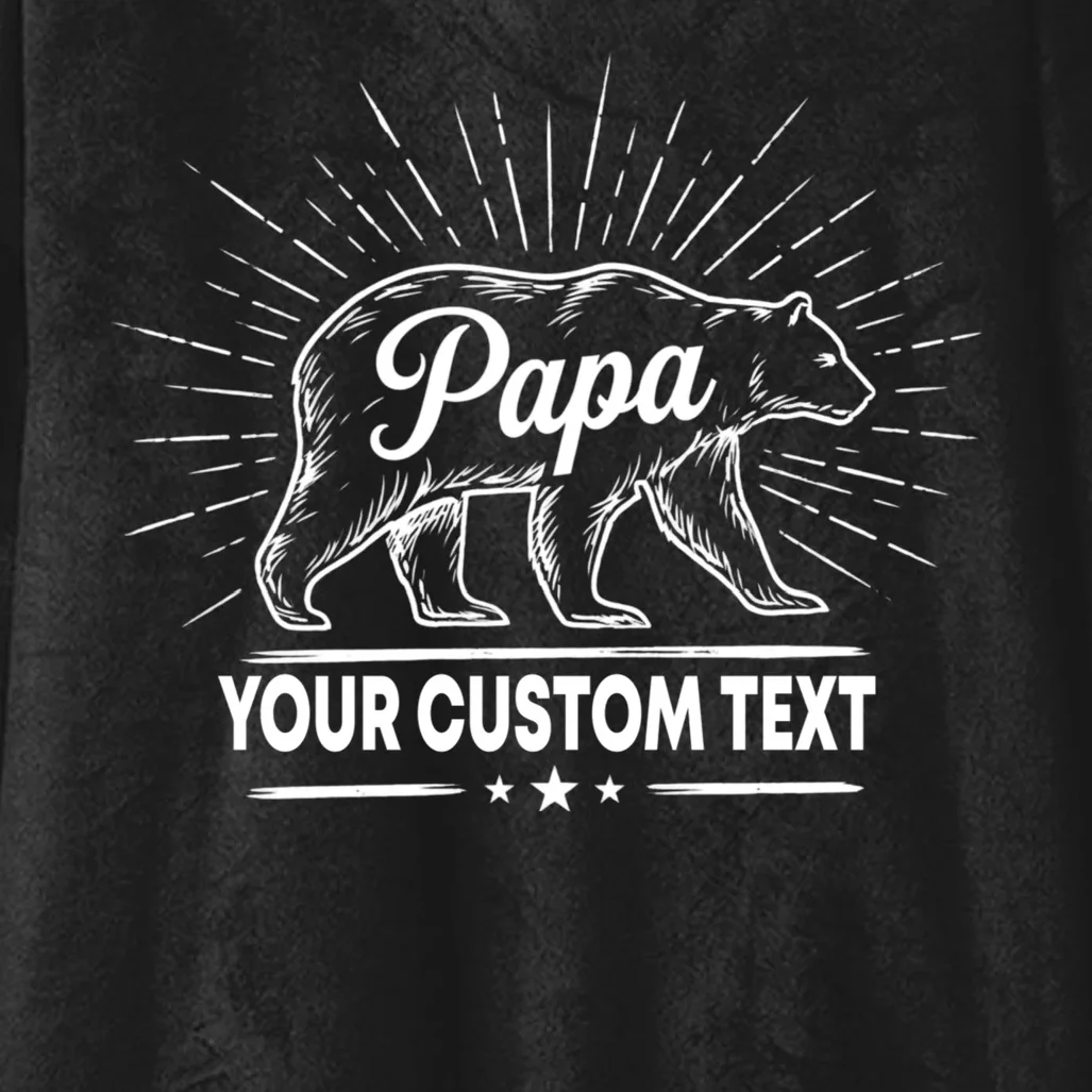 Cute Papa Bear Custom Text Fathers Day Hooded Blanket - Front - Close-up