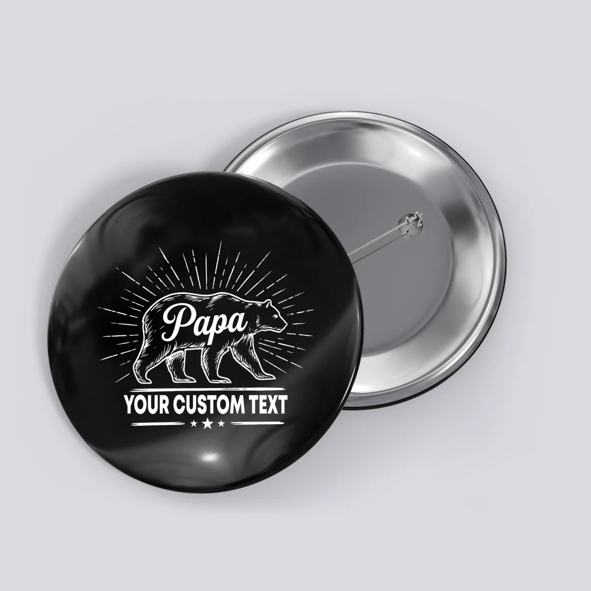 Cute Papa Bear Custom Text Fathers Day Button - Front