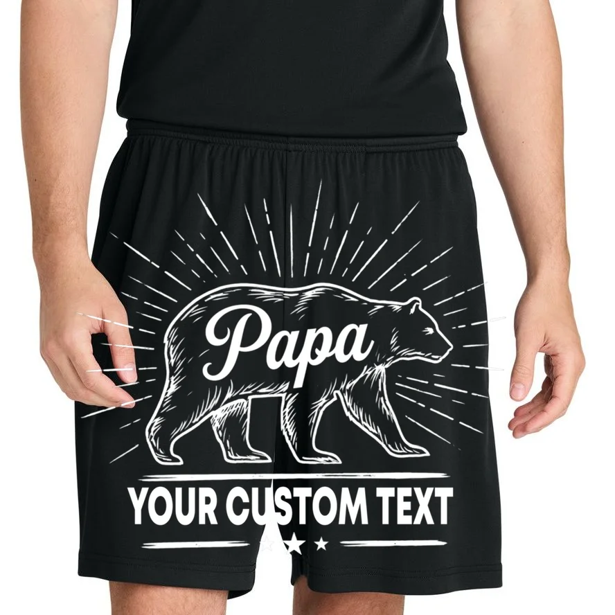 Cute Papa Bear Custom Text Fathers Day Men's Shorts - Front 1